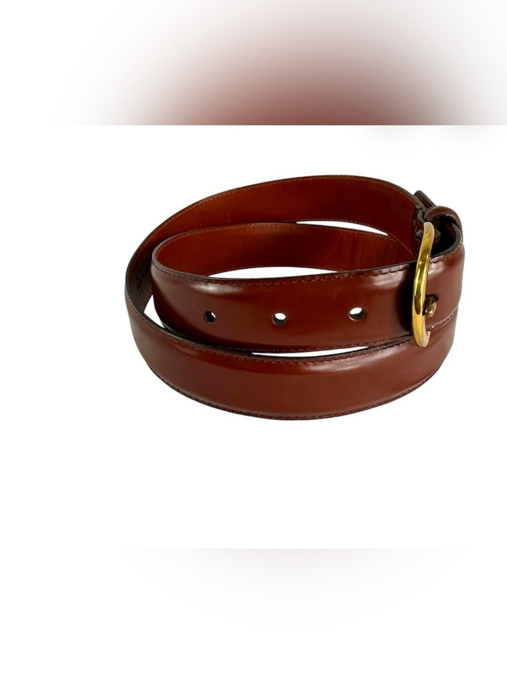 Coach Brown Cowhide Leather Logo-Stamped Belt with Solid Brass Buckle - Picture 2 of 9